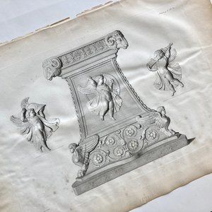 J-G Pretre 19th c. Architectural Copper Engraving